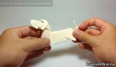 собачка оригами, собачка схема, собака из бумаги